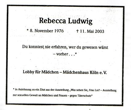Rebecca Ludwig - Todesanzeige